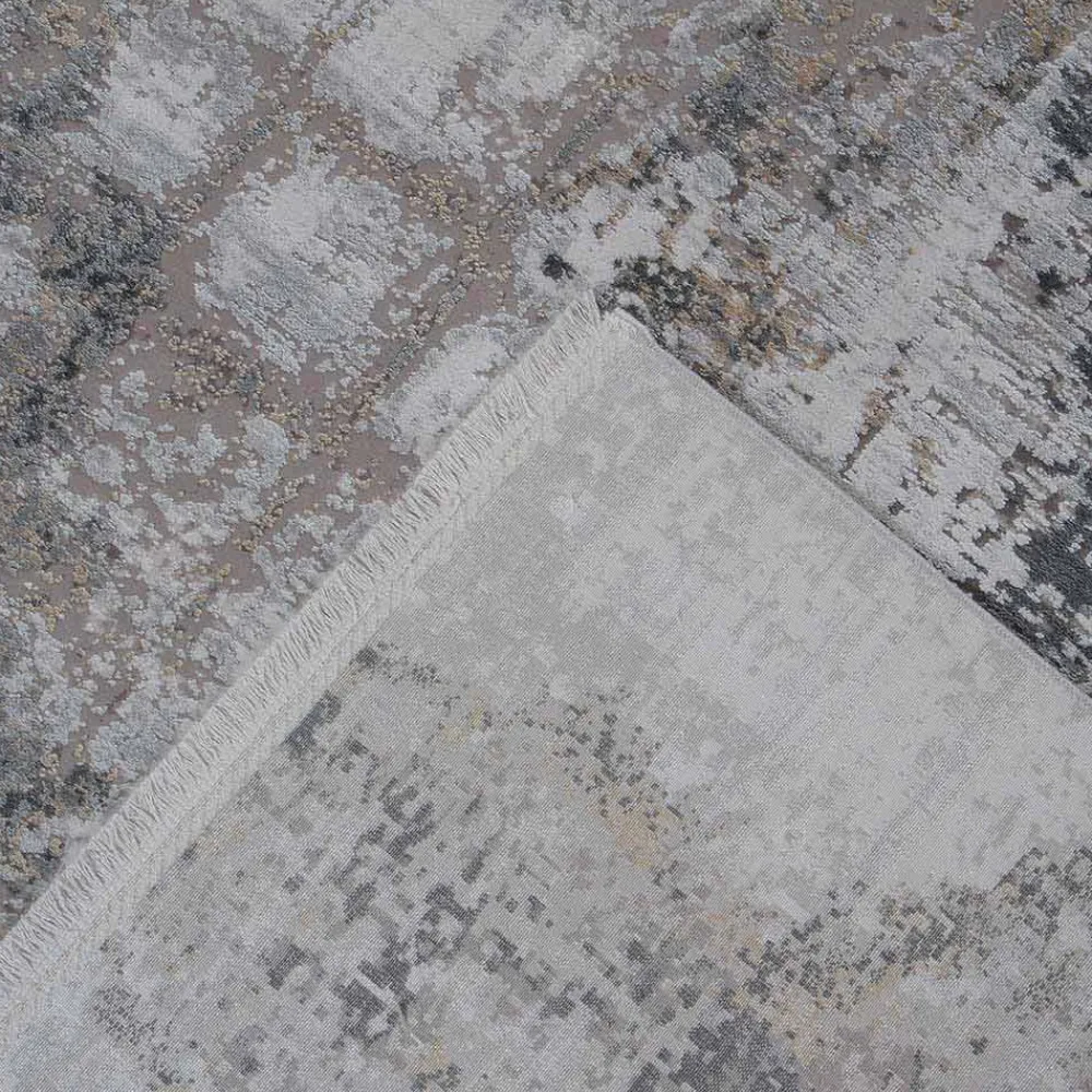 Viadurini Carpets Teppiche-Rutschfester Teppich in Grau-Beige-Viskose und Acrilic mit Zeichnung - Präsident