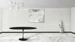 Viadurini Living Tulip Tische|Ausziehbare Esstische-Saarinen Tulip Tisch H 74 ausziehbar aus schwarzem Flüssiglaminat Made in Italy - Scharlachrot