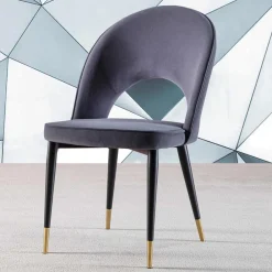 Viadurini Living Moderne Stühle-Samtstuhl mit Beinen aus schwarzem Metall und satiniertem Messing, 4 Stück - Sibea