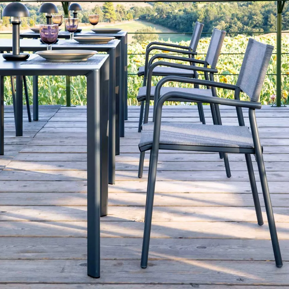 Viadurini in the Garden Gartenstühle Metall-Satz von 4 Gartenstühlen aus Aluminium und Batyline - Lucente