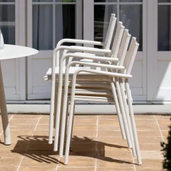 Viadurini in the Garden Gartenstühle Metall-Satz von 4 Gartenstühlen aus Aluminium und Batyline - Lucente