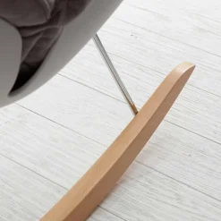 Viadurini Living Moderne Sessel-Schaukelstuhl mit Kissen grau abziehbar aus Akazienholz