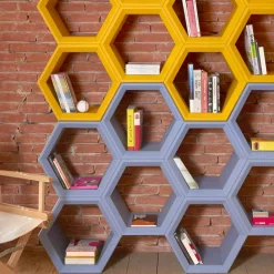 SLIDE Moderne Design Bücherregale-Schieben Sie Hexa-farbiges Wandbücherschrank in Italien