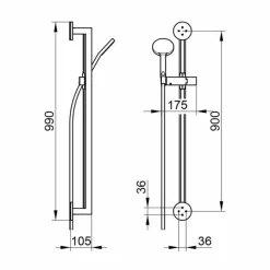 Viadurini Taps Duscharmaturen-Schiebeschiene für Dusche mit Handbrause aus verchromtem Messing mit feinem Design - Girino