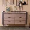 Viadurini Night Design Kommoden-Schlafzimmerkommode aus Tannenholz und Grauguss mit 6 Schubladen - Cooper