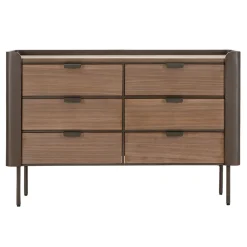 Viadurini Night Design Kommoden-Schlafzimmerkommode aus Tannenholz und Grauguss mit 6 Schubladen - Cooper