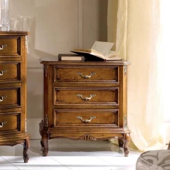 Viadurini Classic Kommoden-Schlafzimmer-Nachttisch aus Walnussholz 3 Schubladen Made in Italy - Richard