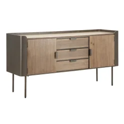 Viadurini Living Anrichte-Schrank aus Tannenholz und Grauguss mit 3 Schubladen und 2 Türen - Cooper