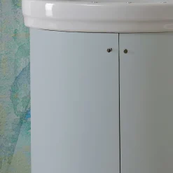 Viadurini Bathroom Badmöbel Stehend-Schrank mit Keramikwaschbecken und 2 himmelblauen Türen – Candy