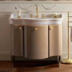 Viadurini Bathroom Badmöbel Stehend-Schrank mit zwei Türen und glänzend lackiertem Korb, hergestellt in Italien – Candy