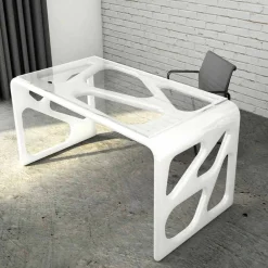 Viadurini Design Design Schreibtische-Schreibtisch in modernem Design aus Solid Surface® Illa Made in Italy