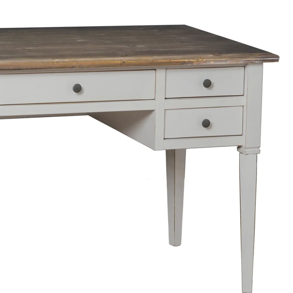 Viadurini Classic Design Schreibtische-Schreibtisch mit 5 Schubladen aus Massivholz, hergestellt in Italien – Fontus