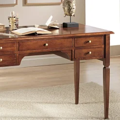 Viadurini Classic Design Schreibtische-Schreibtisch mit 5 Schubladen aus Massivholz, hergestellt in Italien – Fontus