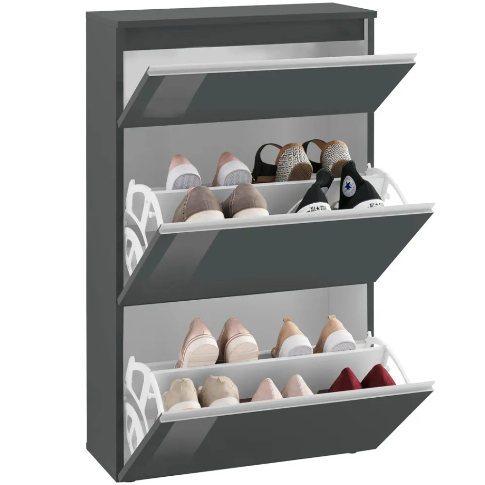 Viadurini Living Schuhschrank-Schuhschrank Weiß oder Anthrazit 3 Türen Nachhaltiges Holzdesign - Emanuelito