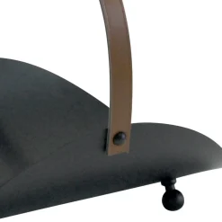 Viadurini Fire Design Kaminholzständer Aus Eisen Und Stahl-Schwarzer Holzhalter aus Metall mit Ledergriff, hergestellt in Italien – Antilope