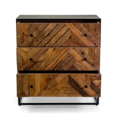 Viadurini Living Sideboards-Schwarzer Metall-Wohnzimmerschrank mit 3 Holzschubladen - Wreck