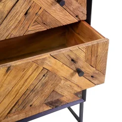 Viadurini Living Sideboards-Schwarzer Metall-Wohnzimmerschrank mit 3 Holzschubladen - Wreck