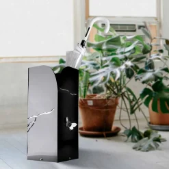 Viadurini Decor Regenschirmständer Design-Schwarzer Plexiglas-Schirmständer mit 3D-Gravuren und Dekorationen, modernes Design - Farfo