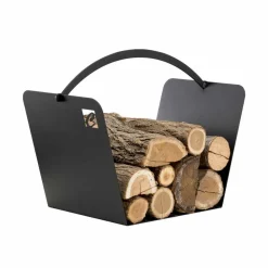 Viadurini Fire Design Kaminholzständer Aus Eisen Und Stahl-Schwarzer Stahl Moderner Holzhalter Kaminholz Hergestellt in Italien - Libeccio