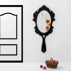 Viadurini Living Wandspiegel-Schwarzer Wandspiegel mit verziertem Rahmen Snow made in Italy