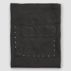 Viadurini Textile Küchen Schürzen-Schwarzes Leinen Küchenschürze mit Kristallen Niedriges Modell mit Tasche - Klicken