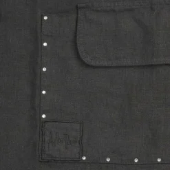 Viadurini Textile Küchen Schürzen-Schwarzes Leinen Küchenschürze mit Kristallen Niedriges Modell mit Tasche - Klicken