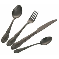 Viadurini Kitchen Besteck Set-Schwarzes oder goldenes Besteckset aus satiniertem Stahl, 24-teilig - Fantasy