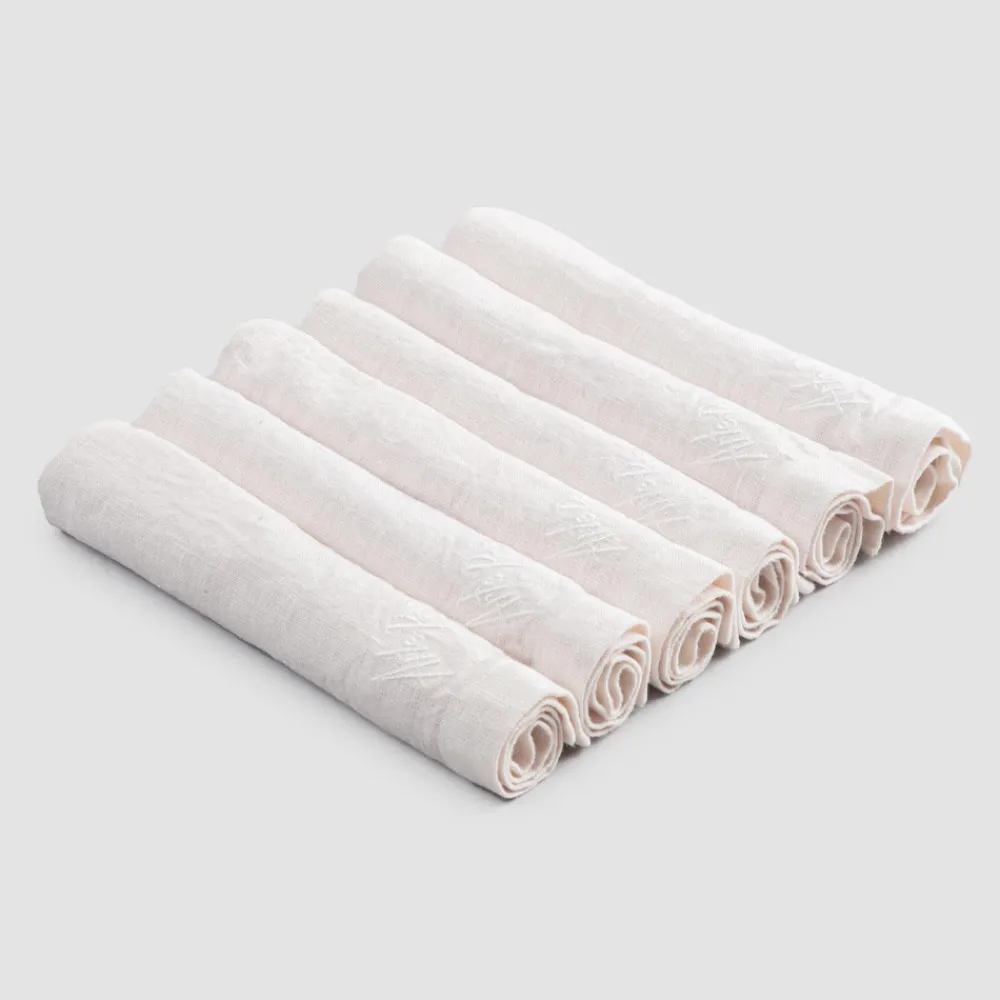 Viadurini Textile Servietten-Schwere Leinenservietten und gefaltete Kante, verschiedene Farben 6 Stück - Onestini