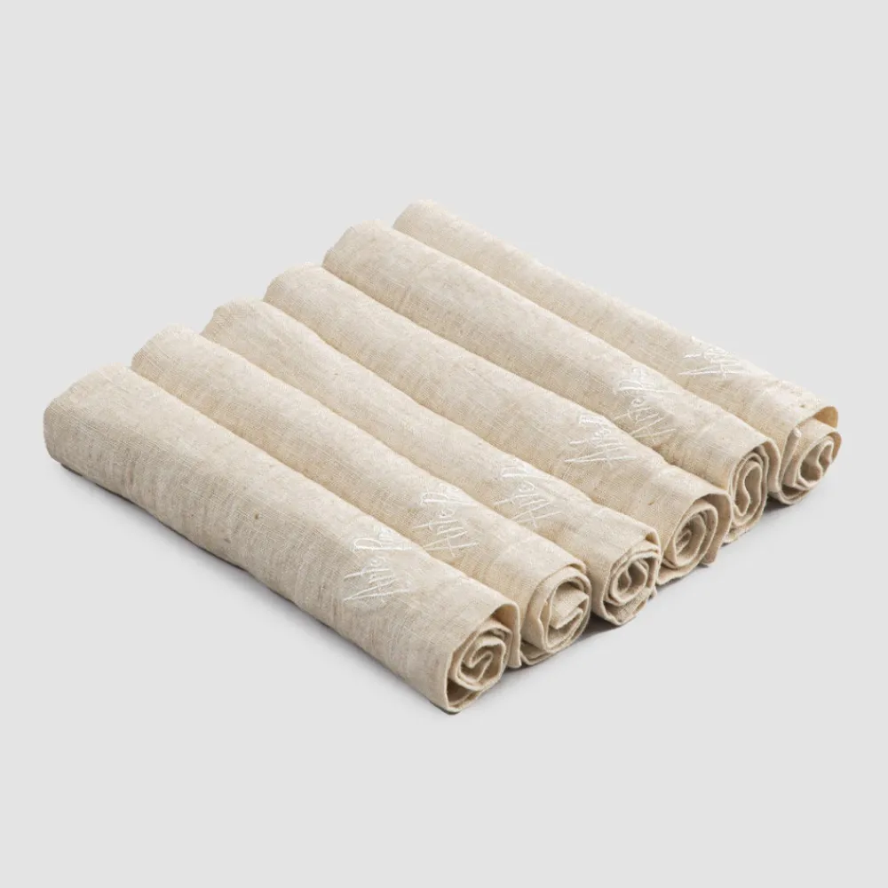 Viadurini Textile Servietten-Schwere Leinenservietten und gefaltete Kante, verschiedene Farben 6 Stück - Onestini