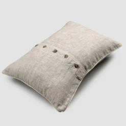 Viadurini Textile Kissenbezüge-Schwerer Leinen Kissenbezug mit Agoya und Paspelknöpfen Dekoration - Mittelmeer