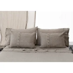 Viadurini Textile Kissenbezüge-Schwerer Leinen Kissenbezug mit Agoya und Paspelknöpfen Dekoration - Mittelmeer