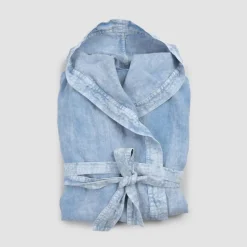 Viadurini Textile Bademäntel-Schwerer Luxus-Bademantel aus Leinen mit Kapuze, Made in Italy Design - Palace