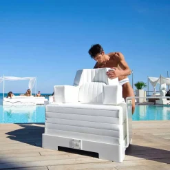 Trona Stoffsessel-Schwimmendes Design Loungesofa weiß  Sit in Pool Model Luxury