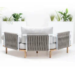 Viadurini in the Garden Gartensofas-Sechseckiges Garten-Ecksofa aus Teak und Seil - Bellatrix