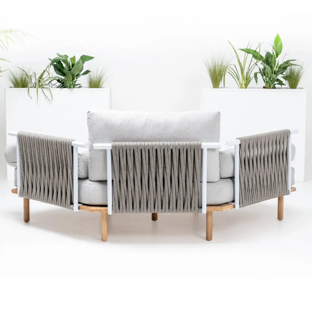 Viadurini in the Garden Gartensofas-Sechseckiges Garten-Ecksofa aus Teak und Seil - Bellatrix