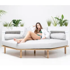 Viadurini in the Garden Gartensofas-Sechseckiges Garten-Ecksofa aus Teak und Seil - Bellatrix