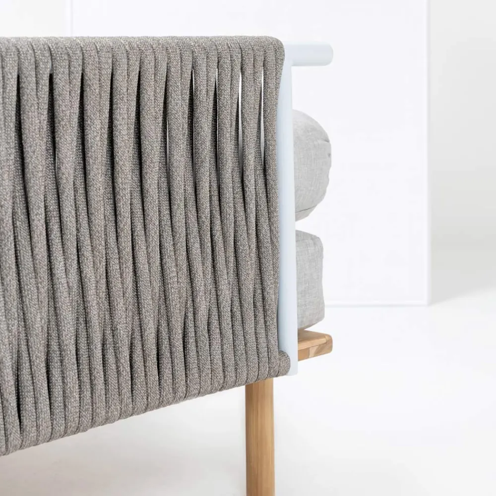 Viadurini in the Garden Gartensofas-Sechseckiges Garten-Ecksofa aus Teak und Seil - Bellatrix