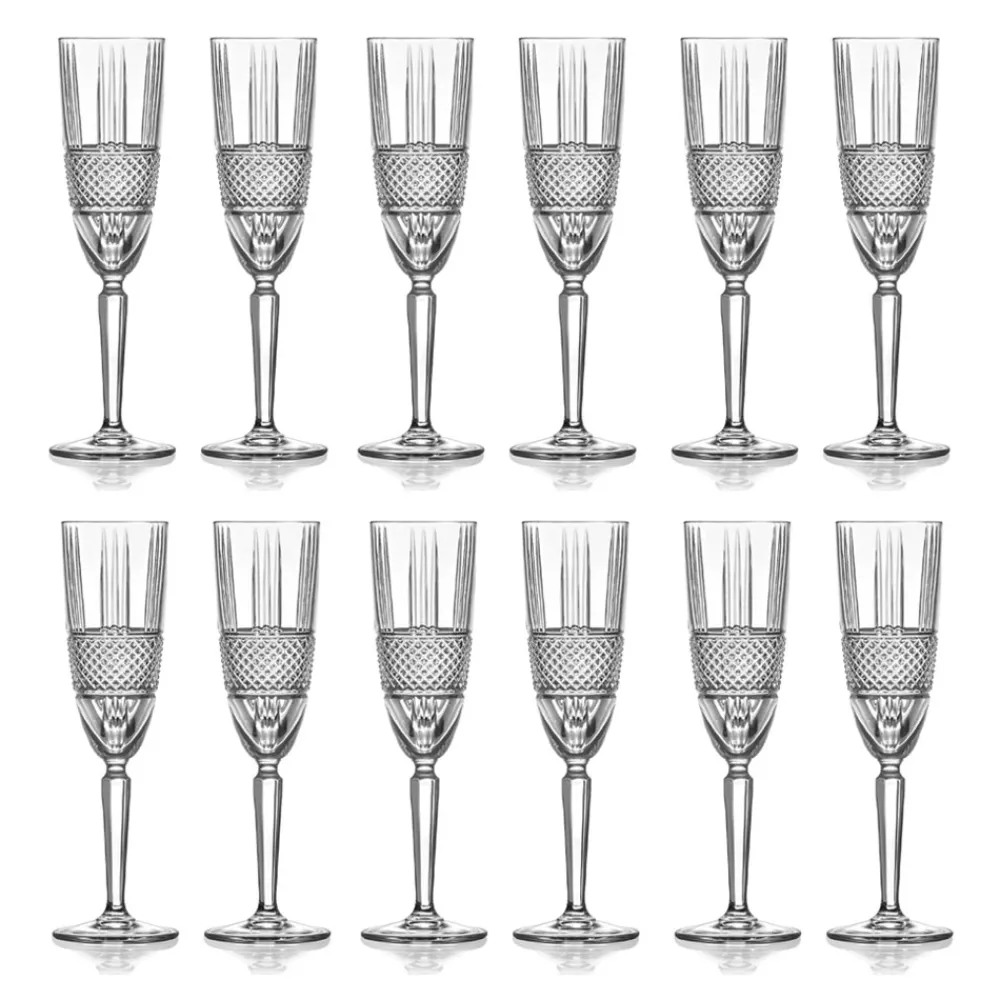 Viadurini Kitchen Italienisches Kristallgeschirr-Sektflötenkelch-Set im Öko-Kristall-Dekor 12-teilig - Lively