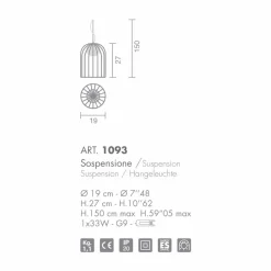 Selene Venezia Murano Lampen-Selene Kluvì Hängelampe aus geblasenem Glas Ø19 H 27/150cm