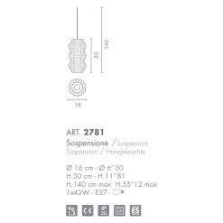 Selene Venezia Murano Lampen-Selene Origami Hängelampe aus geblasenem Glas Ø16 H 30/140cm