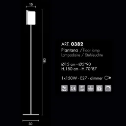 Selene Venezia Designer Stehlampen-Selene Papiro Stehlampe aus Kristall, Ø15 H 180cm, modernes Design