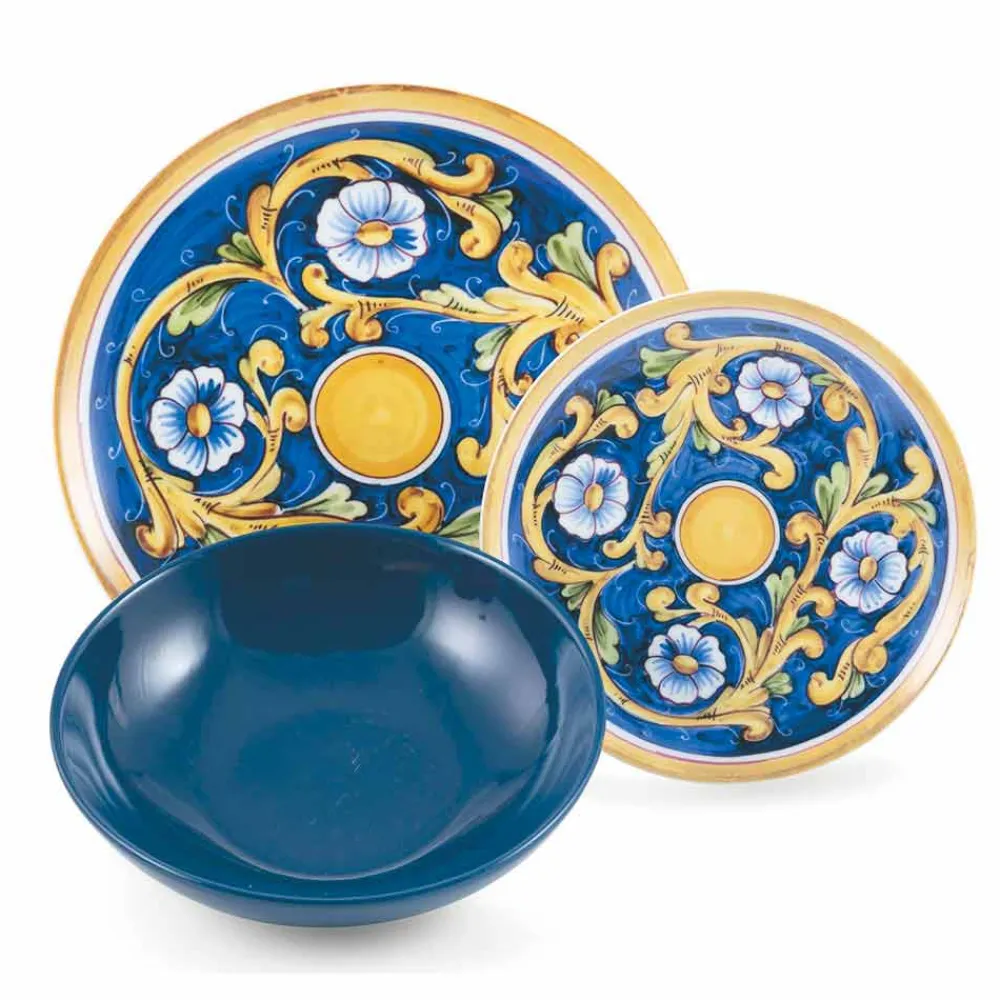 Viadurini Kitchen Teller Set-Service farbige und moderne Gerichte Geschirr Komplettset 18 Stück - Cefalu