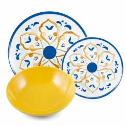 Viadurini Kitchen Teller Set-Service farbige und moderne Gerichte Geschirr Komplettset 18 Stück - Cefalu