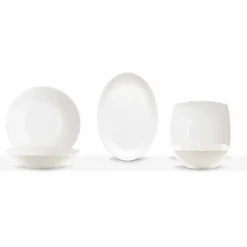 Viadurini Kitchen Geschirr Teller-Serviergeschirr Set 3 Stück Modernes Design aus weißem Porzellan - Malaga