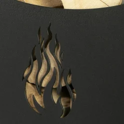 Viadurini Fire Design Kaminholzständer Aus Eisen Und Stahl-Servierwagen aus Metall und Holz mit 4 Rädern, hergestellt in Italien – Marienkäfer