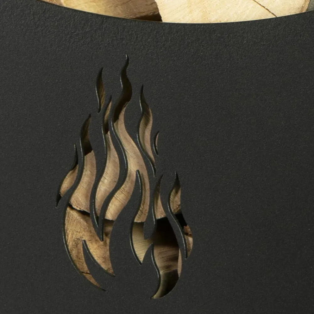 Viadurini Fire Design Kaminholzständer Aus Eisen Und Stahl-Servierwagen aus Metall und Holz mit 4 Rädern, hergestellt in Italien – Marienkäfer