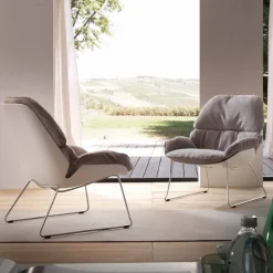 Viadurini Living Moderne Sessel-Sessel aus Polypropylen weiß und Kissen in grau Betulla