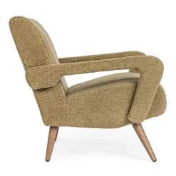 Viadurini Living Klassische Sessel-Sessel mit Armlehnen aus Gummibaumholz und Sitz mit Wolleffekt - Patrizia