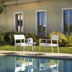 Viadurini in the Garden Metallsessel-Set aus 2 Sesseln mit Aluminiumtisch in verschiedenen Ausführungen - Souvenir