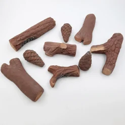 Viadurini Fire Design Zubehör Bioethanol Kamin-Set mit 9 Hölzern aus feuerfestem Gips für die Dekoration von Biokaminen – Rio